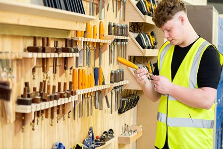 Student selecting tools